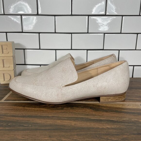 Clarks Pure Sense Womens Size 9.5 Shoes White Distressed Leather Loafer Flats - Picture 1 of 16